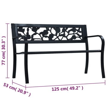Bancă de grădină, negru, 125 cm, oțel - Img 11