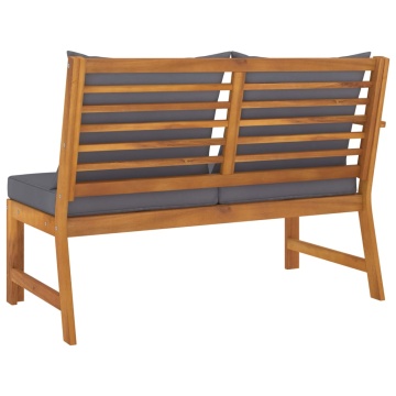 Bancă de grădină, perne gri închis, 114,5 cm, lemn masiv acacia - Img 4