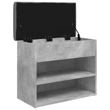 Bancă de pantofi, gri beton, 62x32x50 cm, lemn prelucrat - Img 8