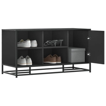 Bancă de pantofi neagră 100x40x53,5 cm lemn și metal prelucrat - Img 1