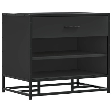 Bancă de pantofi neagră 60x40x53,5 cm lemn și metal prelucrat - Img 2