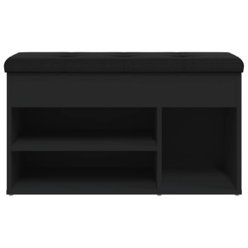 Bancă de pantofi, negru, 82x32x45,5 cm, lemn prelucrat - Img 5