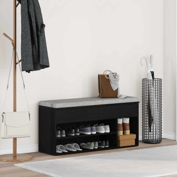 Bancă de pantofi Stejar negru 102x30,5x45 cm Lemn prelucrat - Img 1
