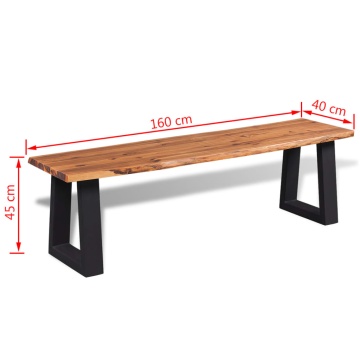 Bancă din lemn masiv de acacia, 160 cm - Img 5