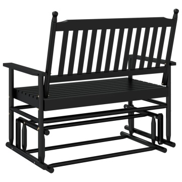 Bancă glisantă, negru, 118x70x104,5 cm, lemn masiv de plop - Img 5