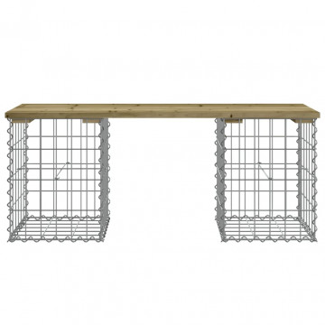 Bancă grădină, design gabion, 103x31x42 cm, lemn pin impregnat - Img 3