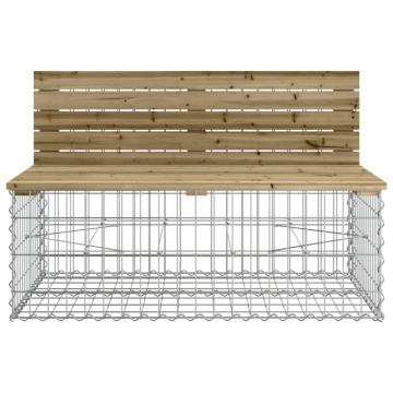 Bancă grădină, design gabion, 103x70x65 cm, lemn pin impregnat - Img 3