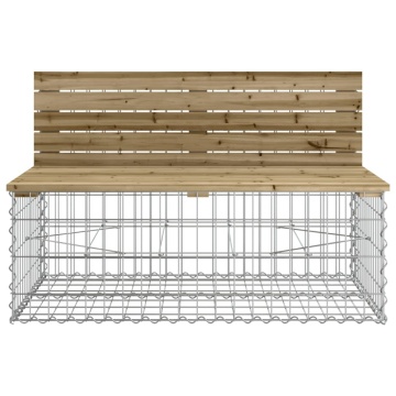 Bancă grădină design gabion, 287x71x65,5 cm, lemn pin impregnat - Img 5