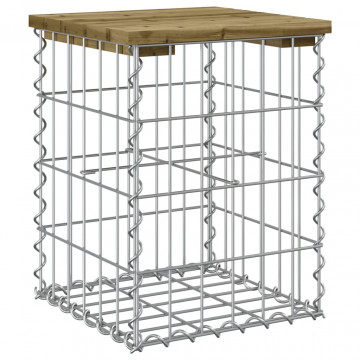 Bancă grădină, design gabion, 33x31x42 cm, lemn pin impregnat - Img 2