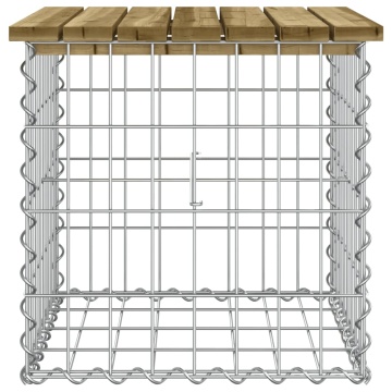Bancă grădină, design gabion, 43x44x42 cm, lemn pin impregnat - Img 4