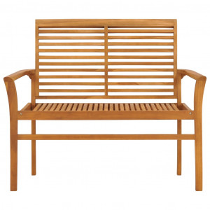 Bancă grădină, pernă albastru regal, 112 cm, lemn masiv tec - Img 3