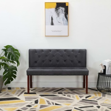 Bancă, gri, 120 cm, velur ecologic - Img 1