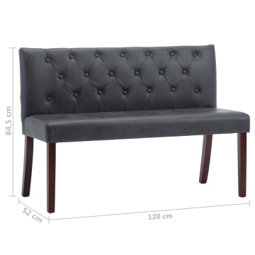 Bancă, gri, 120 cm, velur ecologic - Img 6