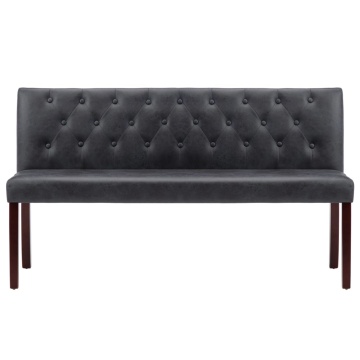 Bancă, gri, 148,5 cm, velur ecologic - Img 3