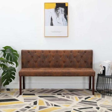 Bancă, maro, 148,5 cm, velur ecologic - Img 1