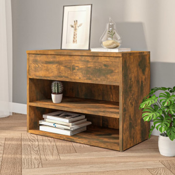 Bancă pentru pantofi stejar fumuriu 60x30x45 cm lemn prelucrat - Img 3