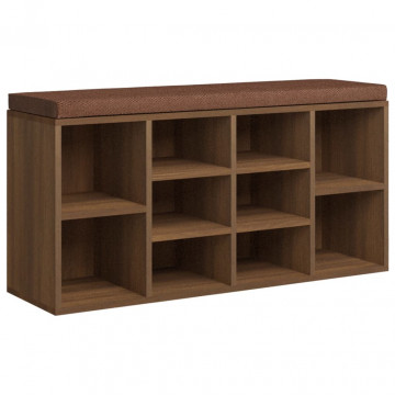 Bancă pentru pantofi stejar maro 103x30x48 cm lemn prelucrat - Img 2