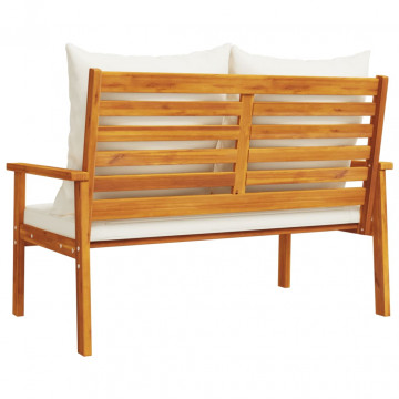 Banchetă de grădină cu pernă, 120 cm, lemn masiv de acacia - Img 5