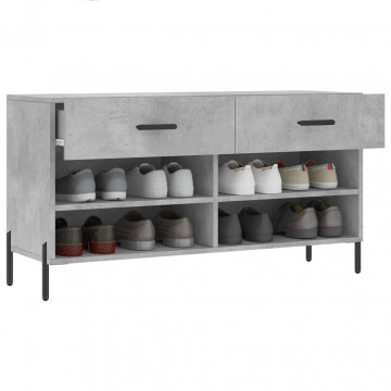 Bancheta pantofar, gri beton, 102x35x55 cm, lemn prelucrat - Img 4
