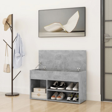 Banchetă pantofar, gri beton, 80x30x45 cm, PAL - Img 3