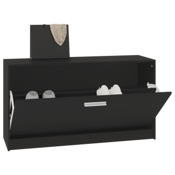 Bancheta pantofar, negru, 80x24x45 cm, lemn prelucrat - Img 4