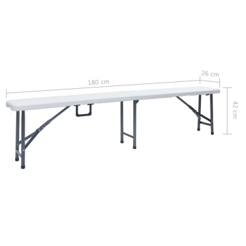 Bănci de grădină pliabile, 2 buc., alb, 180 cm, HDPE - Img 7