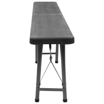 Bănci de grădină pliabile, 2 buc., negru, 180 cm, HDPE - Img 8