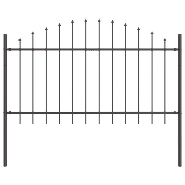 Bariere de grădină cu vârf semicircular, Gri, 1,7 x 1 m, din oțel - Img 2