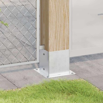 Baze stâlp pătrate 4 buc Argintiu 141x141 mm Oțel galvanizat - Img 4