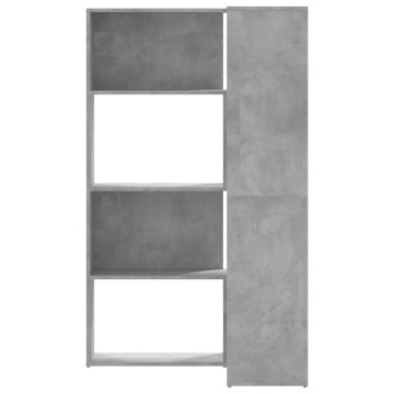 Bibliotecă 4 niveluri gri beton 85x85x140 cm lemn prelucrat - Img 4