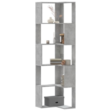 Bibliotecă 5 niveluri gri beton 50x50x179cm lemn prelucrat - Img 1