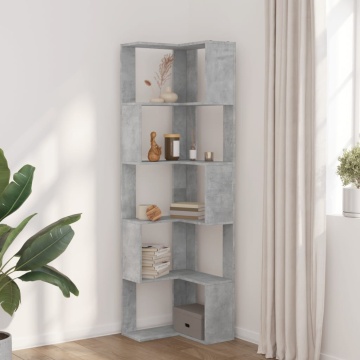 Bibliotecă 5 niveluri gri beton 50x50x179cm lemn prelucrat - Img 3