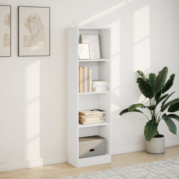 Bibliotecă, alb, 40x24x143 cm, lemn prelucrat - Img 3