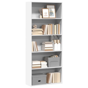 Bibliotecă, alb, 80x30x189 cm, lemn prelucrat - Img 3