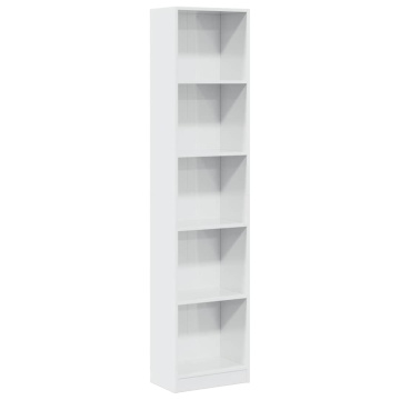 Bibliotecă, alb extralucios, 40x24x176 cm, lemn prelucrat - Img 2