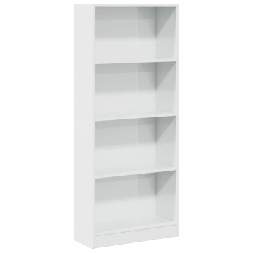 Bibliotecă, alb extralucios, 60x24x143 cm, lemn prelucrat - Img 2