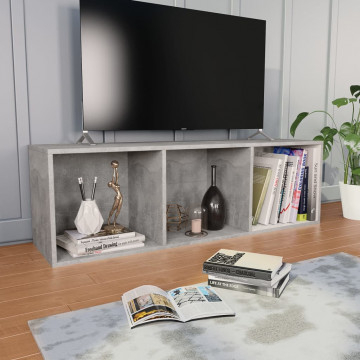 Bibliotecă/Comodă TV, gri beton, 36 x 30 x 114 cm, PAL - Img 5