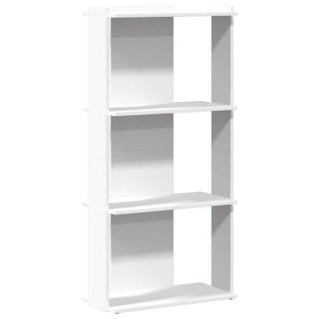 Bibliotecă cu 3 niveluri, alb, 60x30x120 cm, lemn de prelucrare - Img 2