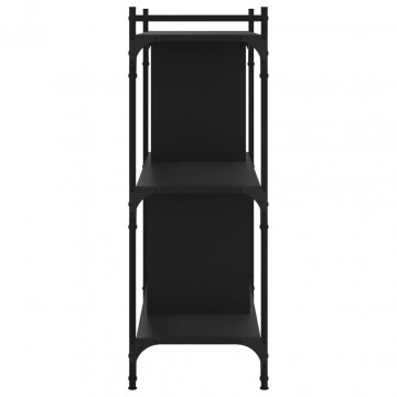 Bibliotecă cu 3 niveluri, negru, 76x32x88 cm, lemn prelucrat - Img 8