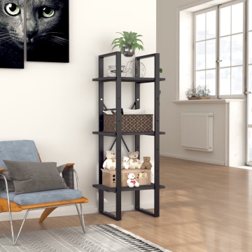 Bibliotecă cu 3 rafturi, gri, 40x30x105 cm, PAL - Img 1