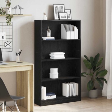 Bibliotecă cu 4 etaje Stejar negru 80x24x143 cm Lemn prelucrat - Img 1