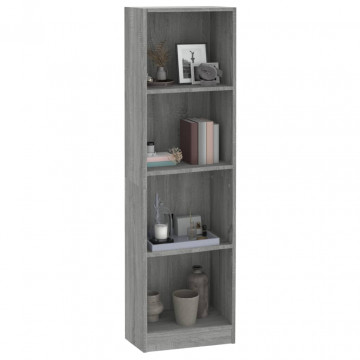 Bibliotecă cu 4 niveluri gri sonoma 40x24x143 cm lemn compozit - Img 3