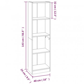 Bibliotecă cu 4 niveluri gri sonoma 40x24x143 cm lemn compozit - Img 6