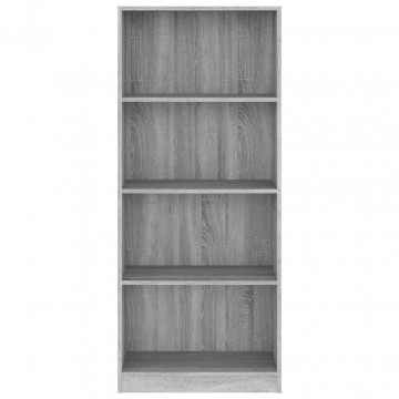 Bibliotecă cu 4 niveluri gri sonoma 60x24x142 cm lemn compozit - Img 4