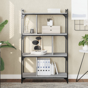 Bibliotecă cu 4 niveluri gri sonoma 76x32x123 cm lemn compozit - Img 1