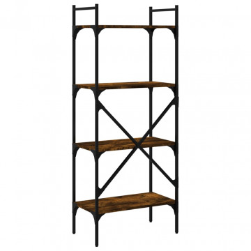 Bibliotecă cu 4 niveluri, stejar fumuriu, 56x31,5x138,5 cm lemn - Img 5
