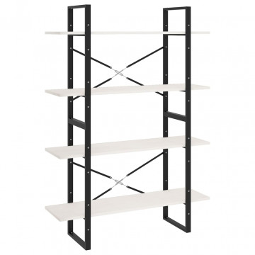 Bibliotecă cu 4 rafturi, alb, 100x30x140 cm, lemn masiv de pin - Img 2