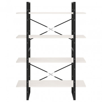 Bibliotecă cu 4 rafturi, alb, 100x30x140 cm, lemn masiv de pin - Img 8