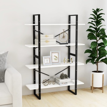 Bibliotecă cu 4 rafturi, alb, 100x30x140 cm, PAL - Img 3
