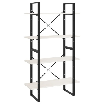 Bibliotecă cu 4 rafturi, alb, 80x30x140 cm, lemn masiv de pin - Img 2